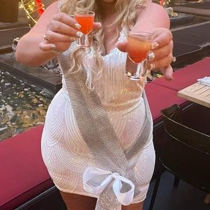 Sequin Fringe Mini White Dress